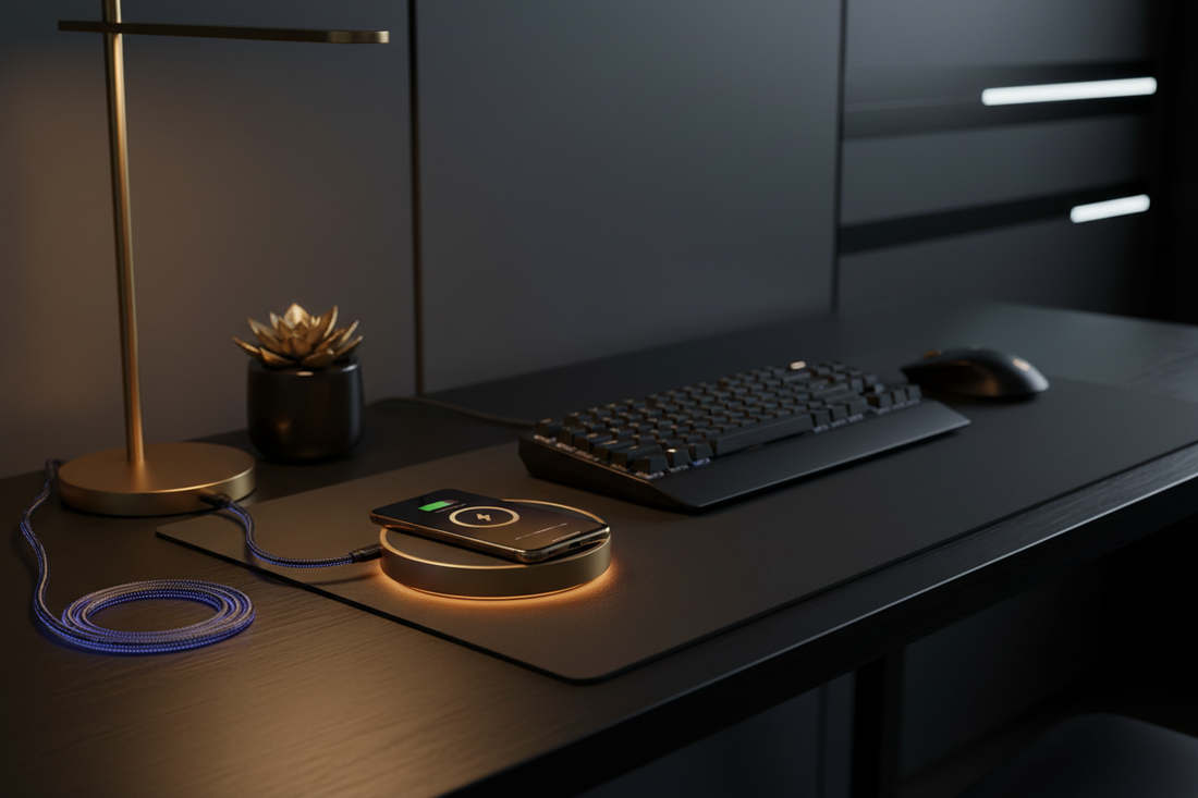Smart home devices including speaker thermostat and lights on shelf