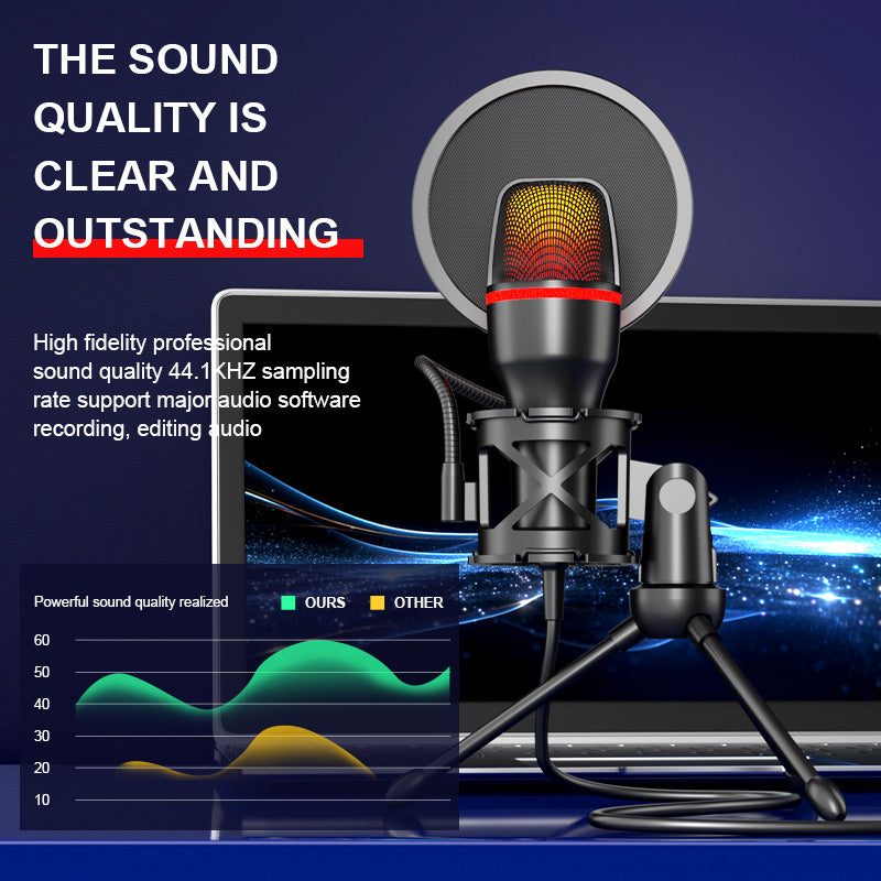 USB Microphone For Gaming & Podcast — RGB LED Desktop Mic with Stand — Prime Trend Market