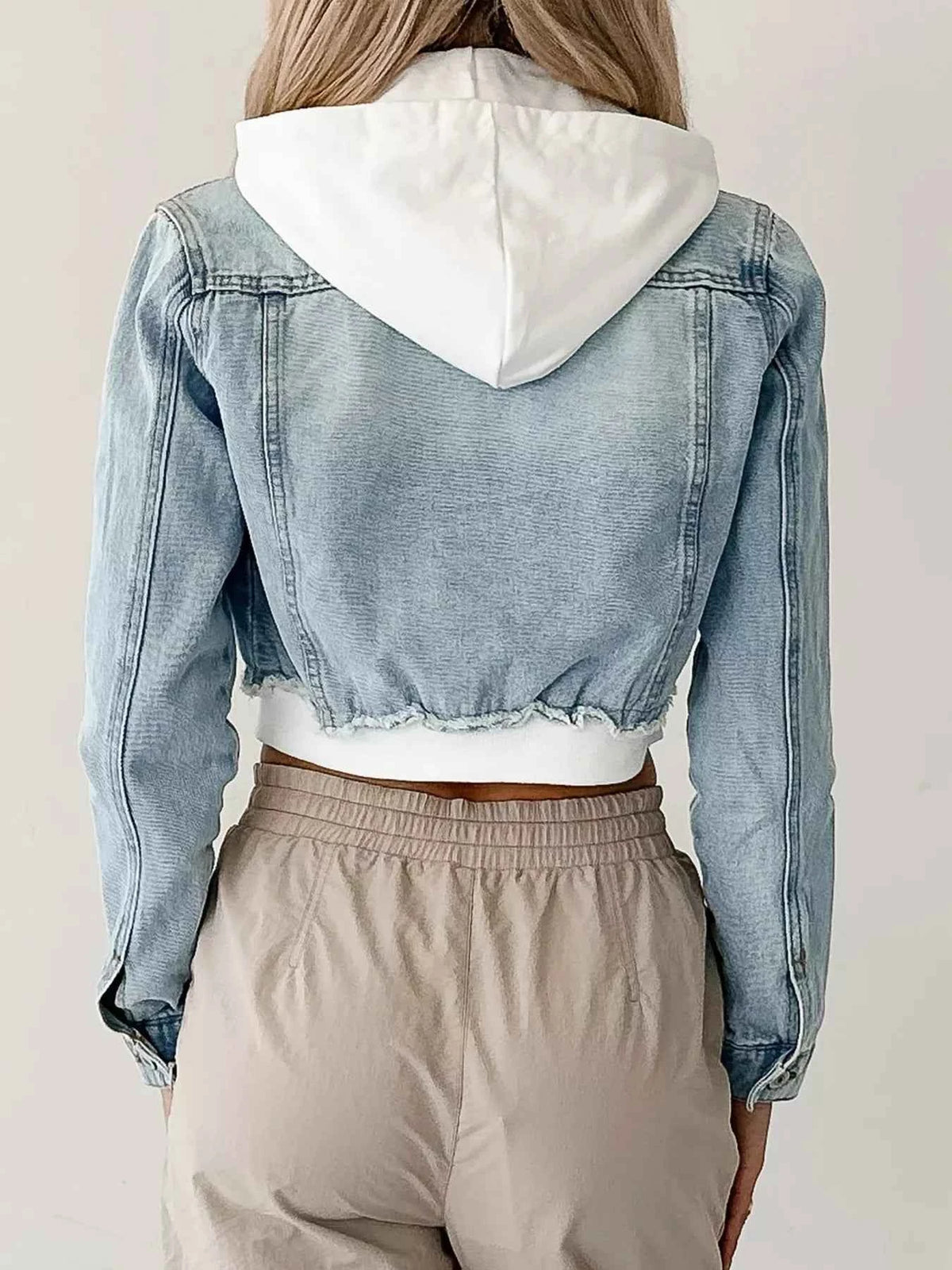 Cropped Hooded Denim Jacket