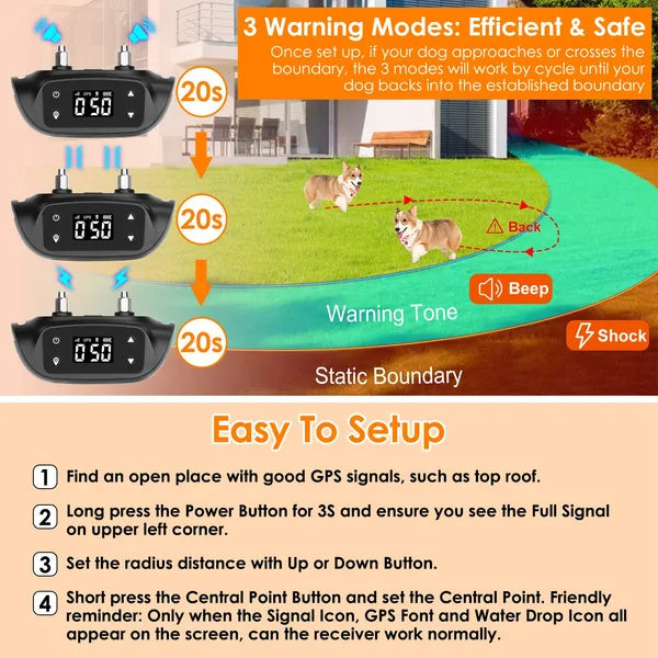 2-in-1 Dog GPS Tracker & Wireless Fence Collar — IPX6 Waterproof, 32–2887FT Range — Prime Trend Market