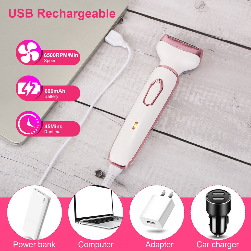 4-in-1 Women's Electric Shaver — Eyebrow, Nose, Face & Bikini Trimmer | Rechargeable — Prime Trend Market