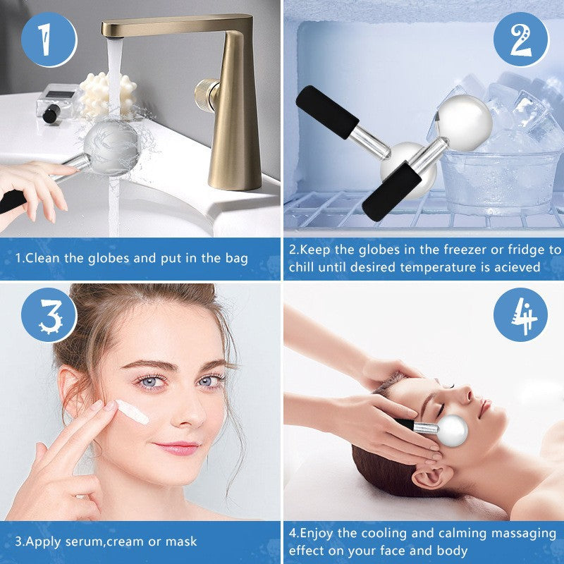Luxury Stainless Steel Ice Facial Massage Roller — Cryo Stick Cooling Massager for Face Lifting & Depuffing — Prime Trend Market