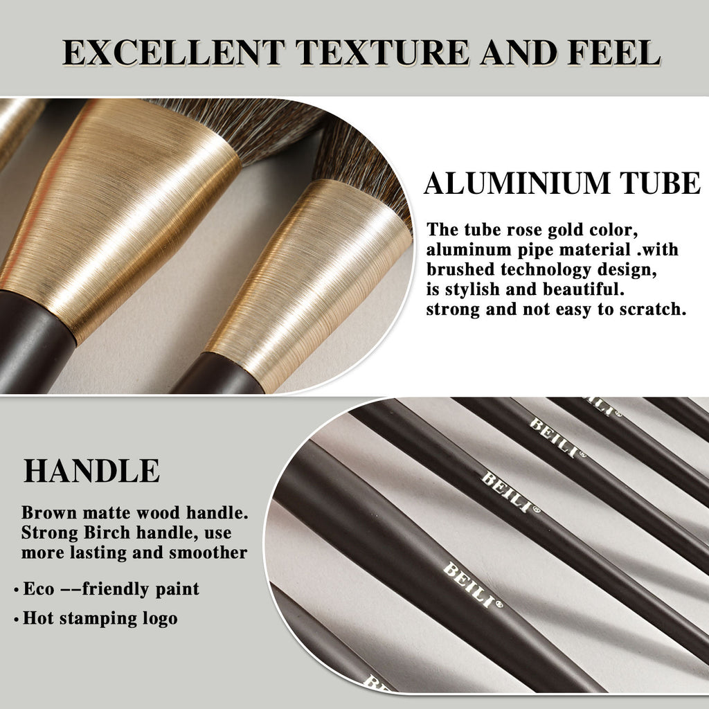 10-Piece Rose Gold Luxury Vegan Makeup Brush Set — Contour & Blush Brushes — Prime Trend Market