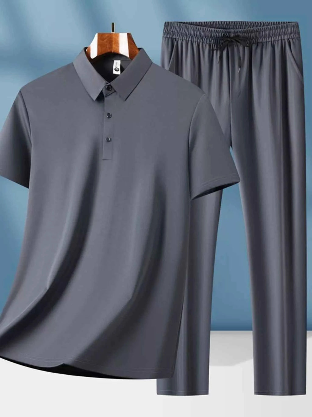 Men’s Button-Detail Top & Drawstring Pants Set