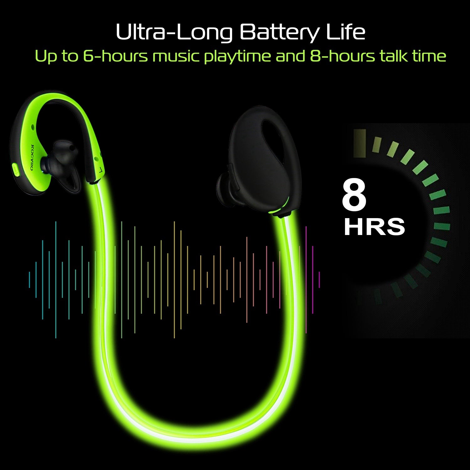 Wireless Sports Neckband Earphones — Bluetooth V4.1, LED Light, Sweat-Proof, 8Hr Battery — Eliza & Tuan