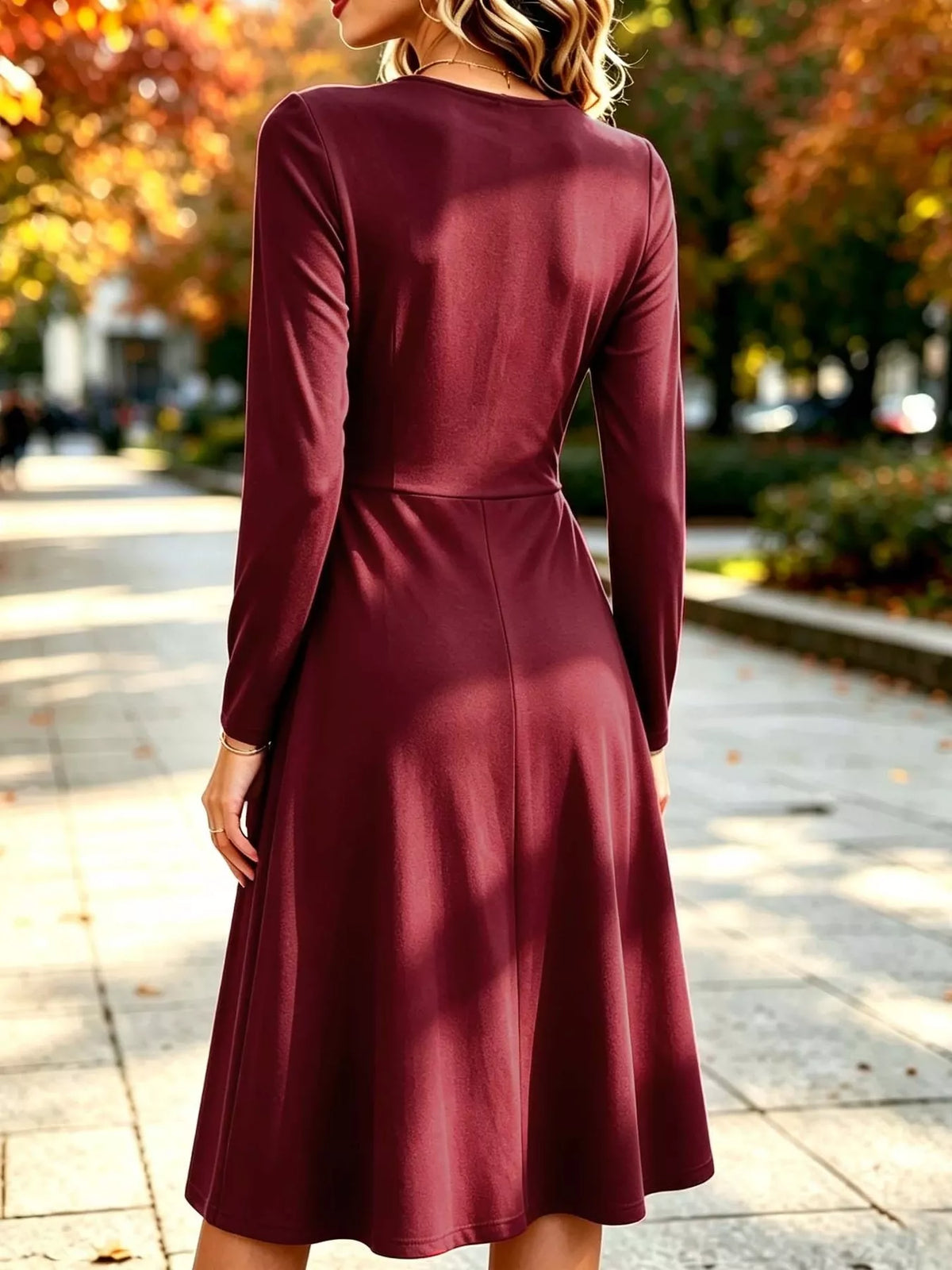 Ruched Long-Sleeve Dress | S–XXXL