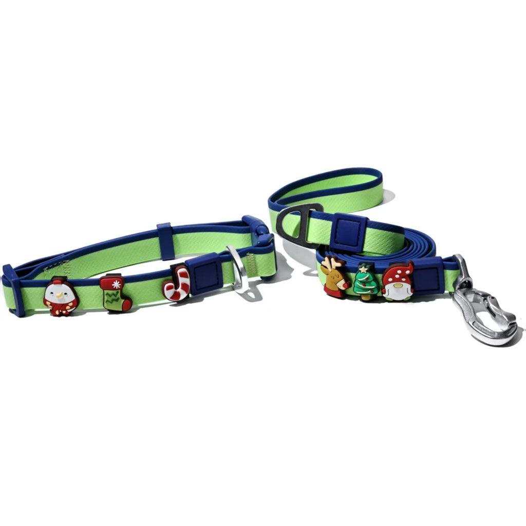 Dual-Color Embossed Pet Leash Set — Waterproof PVC Collar & Leash with DIY Accessories for Dogs — Prime Trend Market