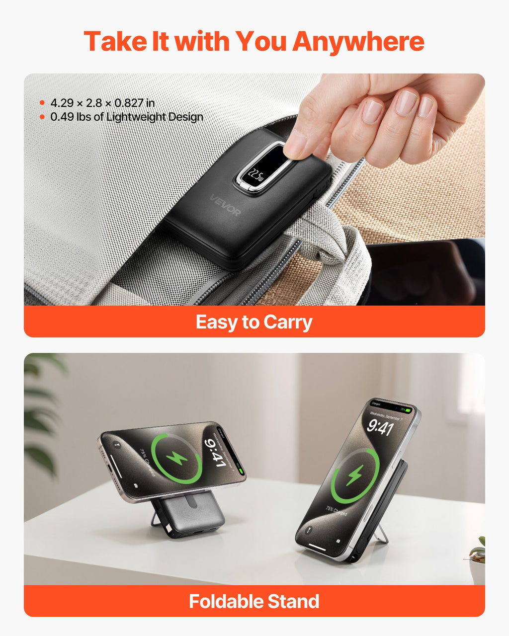 Magnetic Power Bank 10000mAh — MagSafe-Compatible Wireless Charger with LED Display & Stand — Prime Trend Market