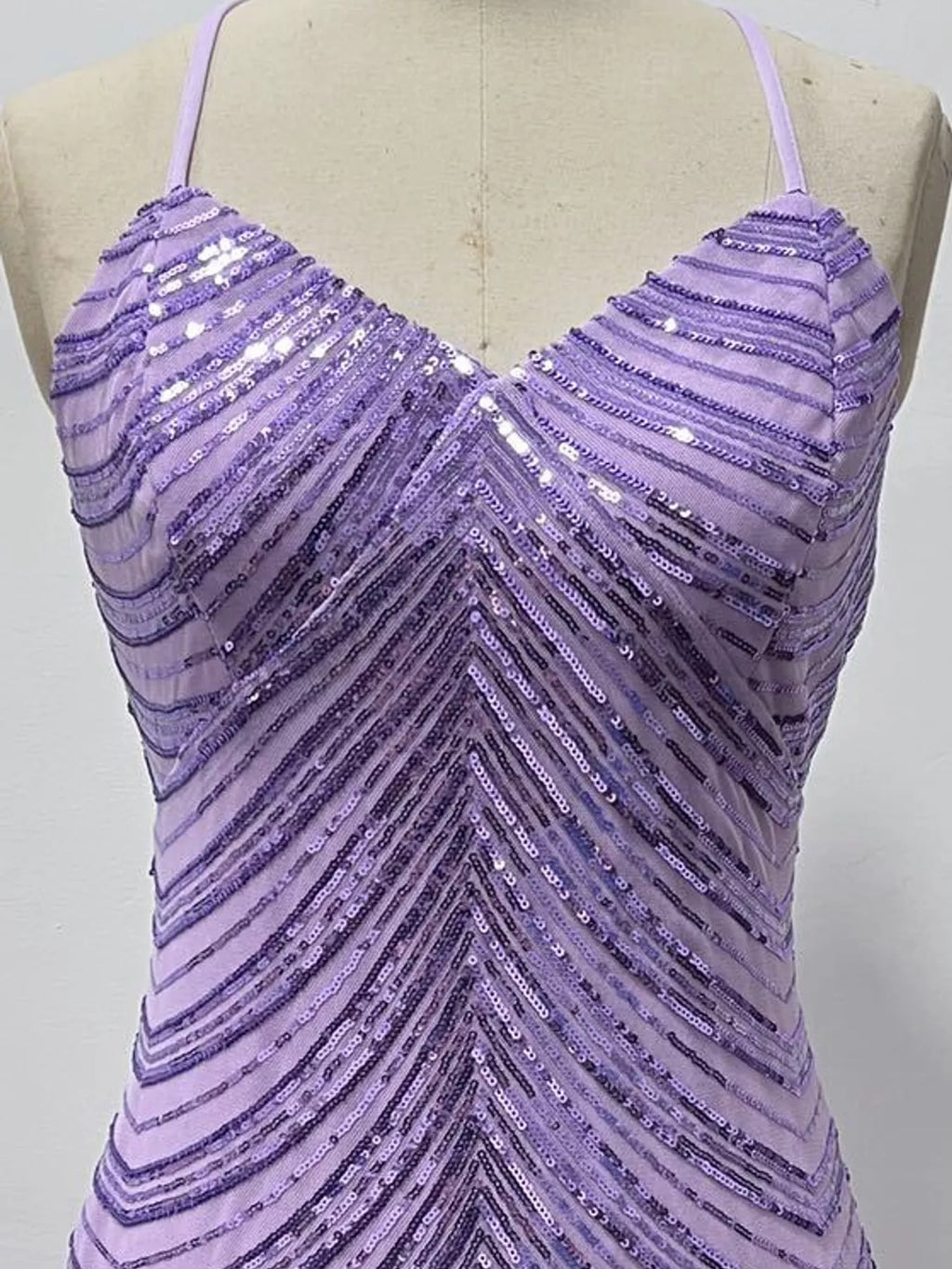 Sequin V-Neck Backless Bodycon Mini Cami Dress