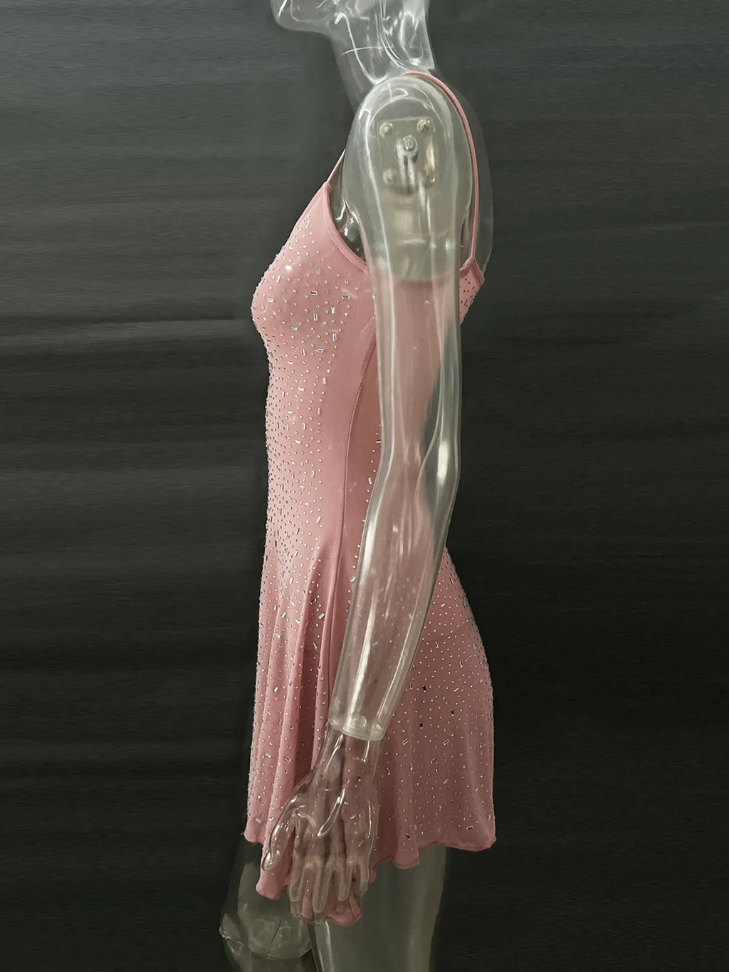 Rhinestone-Detail Mini Cami Dress