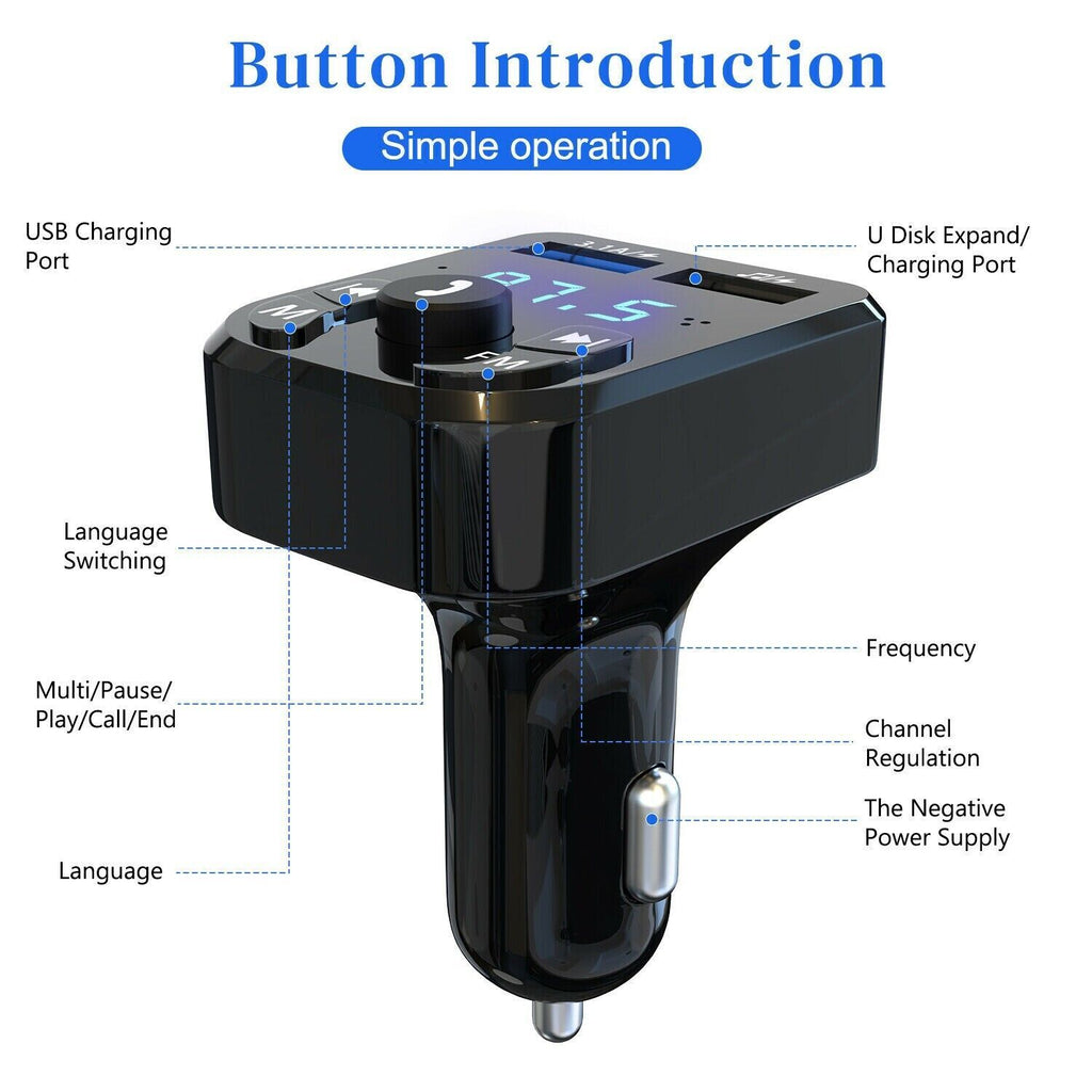 Wireless Car Bluetooth FM Transmitter | MP3 Audio | USB Charger | Hands-Free Calling — Prime Trend Market