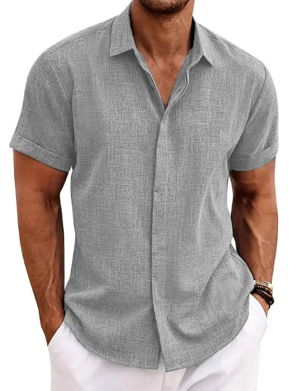 Men’s Collared Short-Sleeve Button-Up Shirt