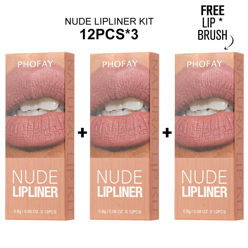 PHOFAY Nude Lipliner Kit — 12 Shades, Long-Lasting Matte Lip Liner Set — Prime Trend Market