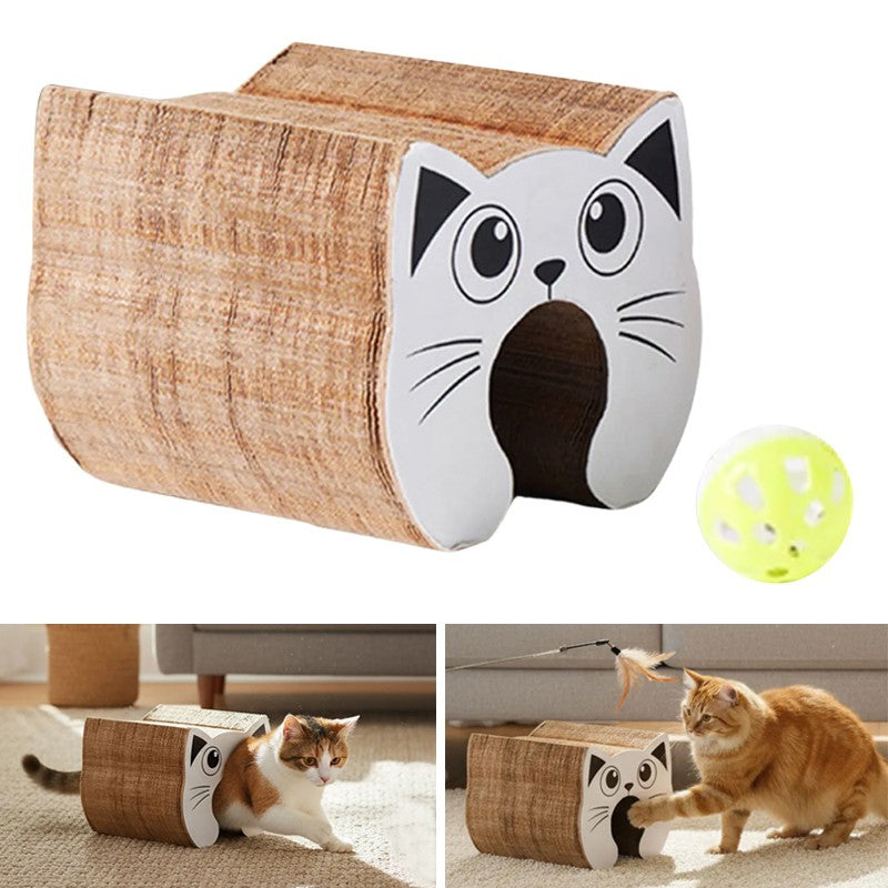 PawKurl Accordion Cat Scratcher Toy – 3-in-1 Honeycomb Scratcher, Bell Ball Track & Cat Bed — Prime Trend Market