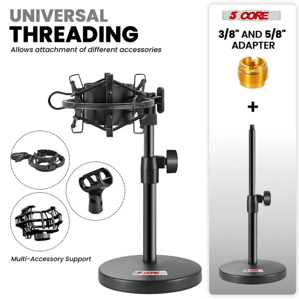 5Core 3-in-1 Desktop Mic Stand — Adjustable Microphone & Phone Holder — Prime Trend Market