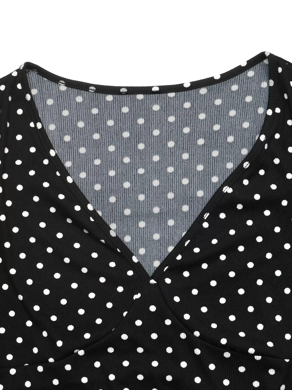 Black Polka-Dot V-Neck Tie-Back Mini Dress