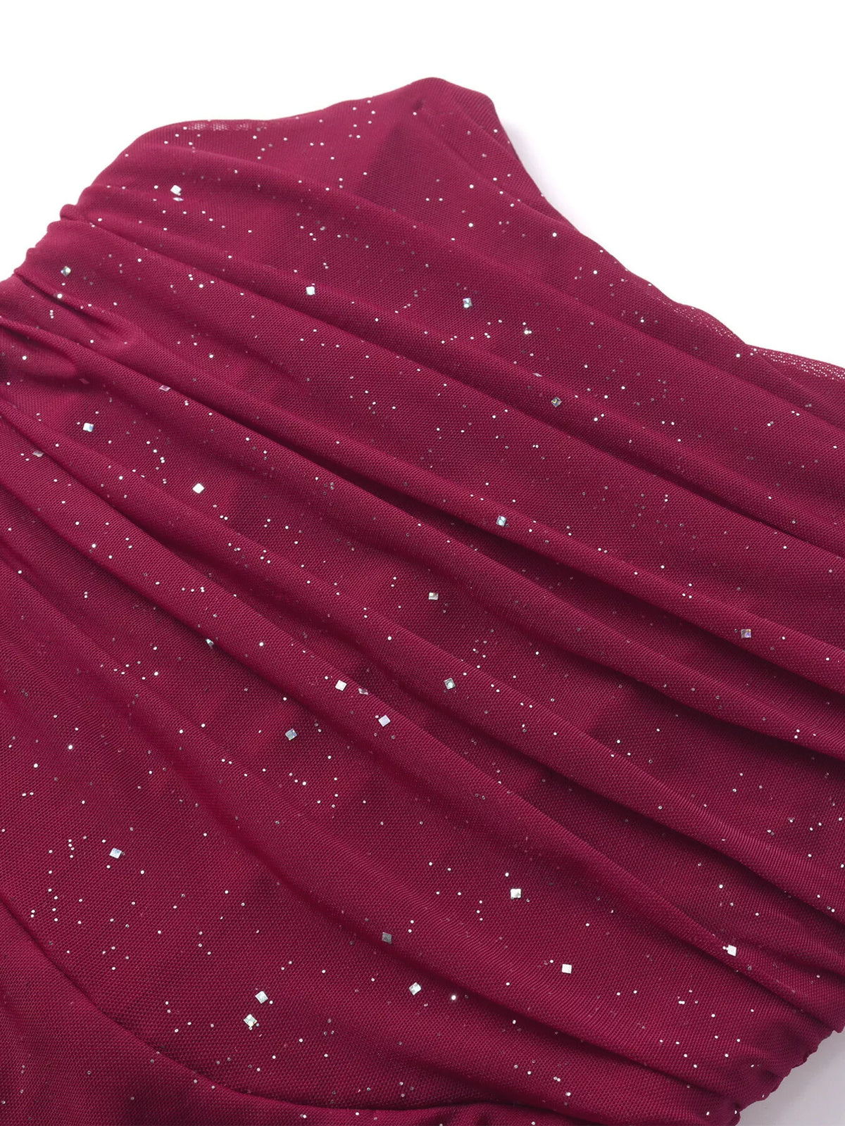 Glitter Strapless Ruched Mermaid Maxi Dress