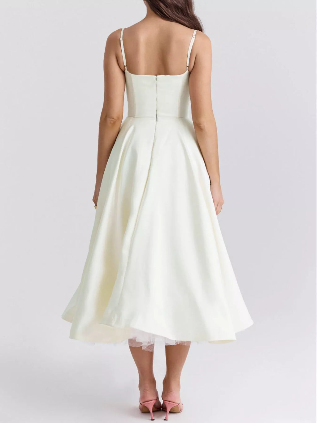 Sweetheart-Neck Pocketed A-Line Midi Dress