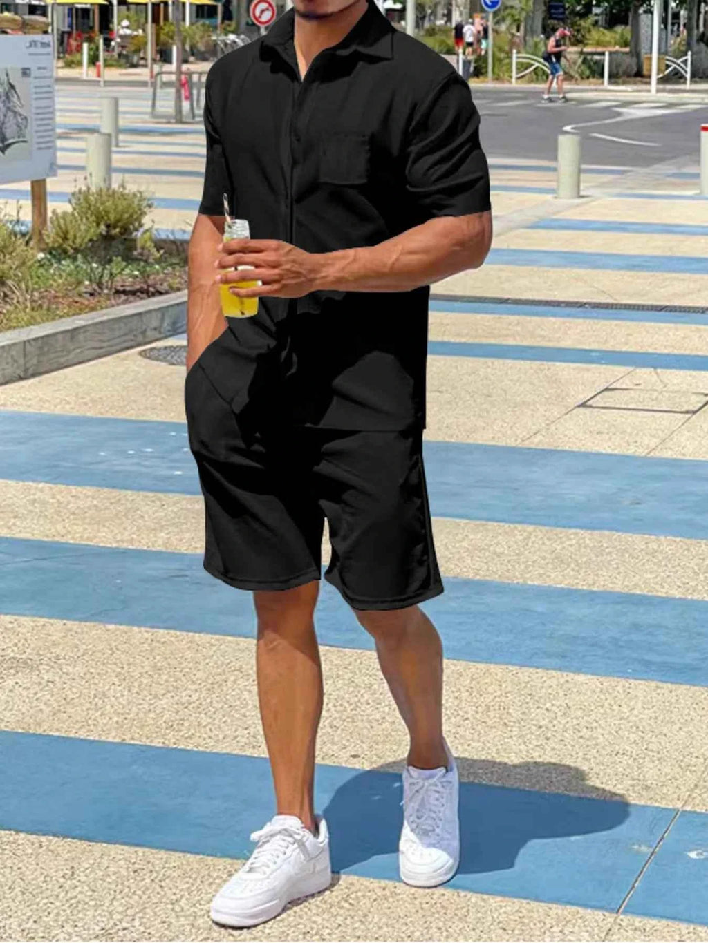 Men’s Button-Up Shirt & Shorts Set