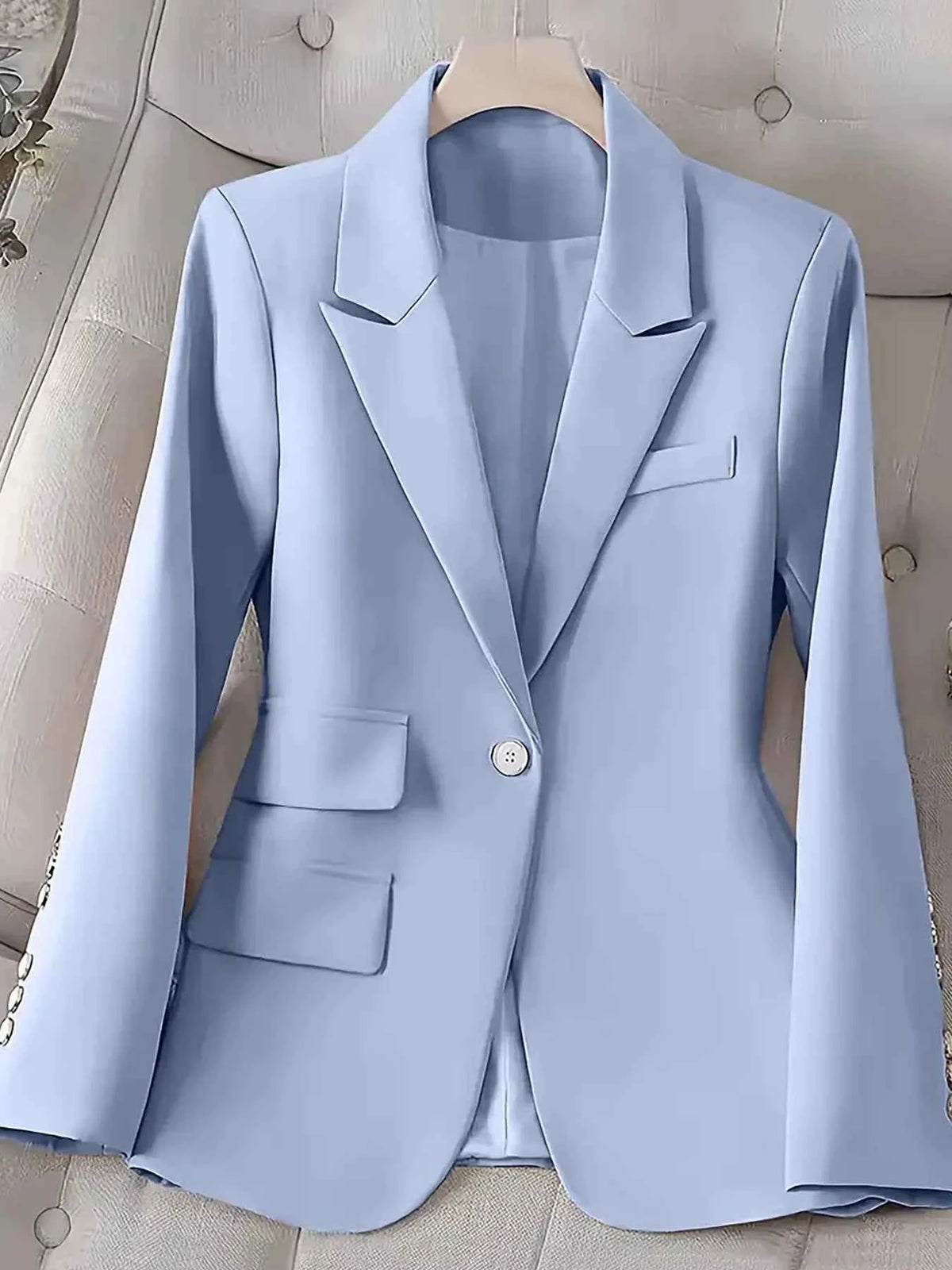 Single-Button Long-Sleeve Blazer