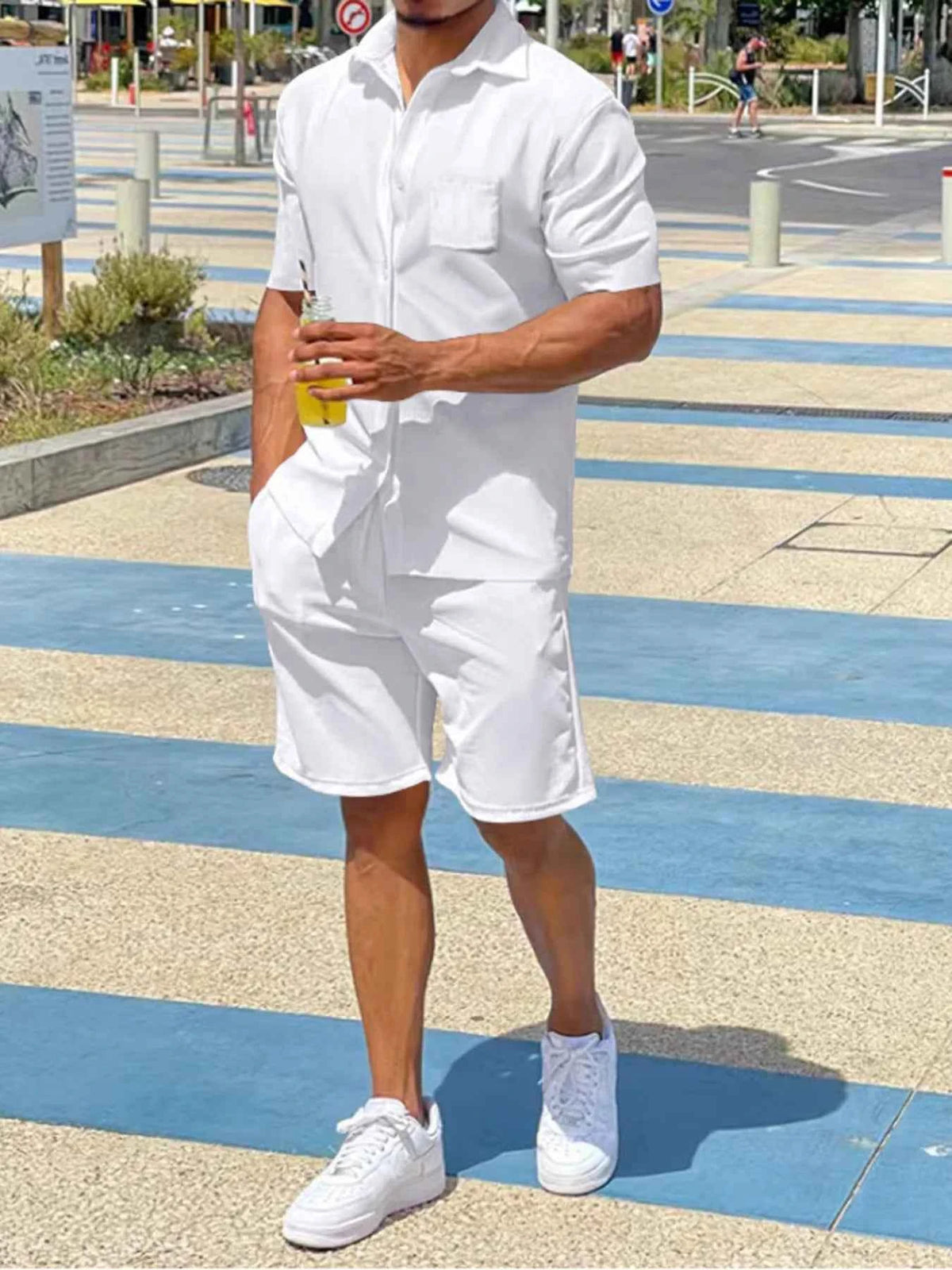 Men’s Button-Up Shirt & Shorts Set