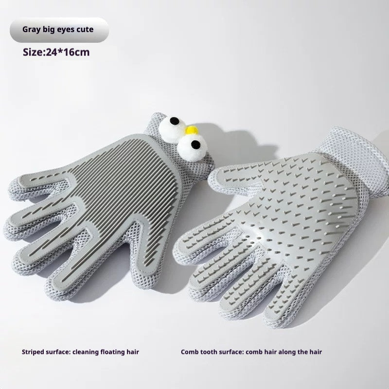 Pet Grooming Gloves — Cat & Dog Hair Removal Massage Brush (Gray & Green) — Prime Trend Market