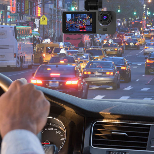 3-Channel Dash Cam Front Inside Rear | 32G MMC | G-Sensor | Parking Monitor | Loop Recording — Prime Trend Market