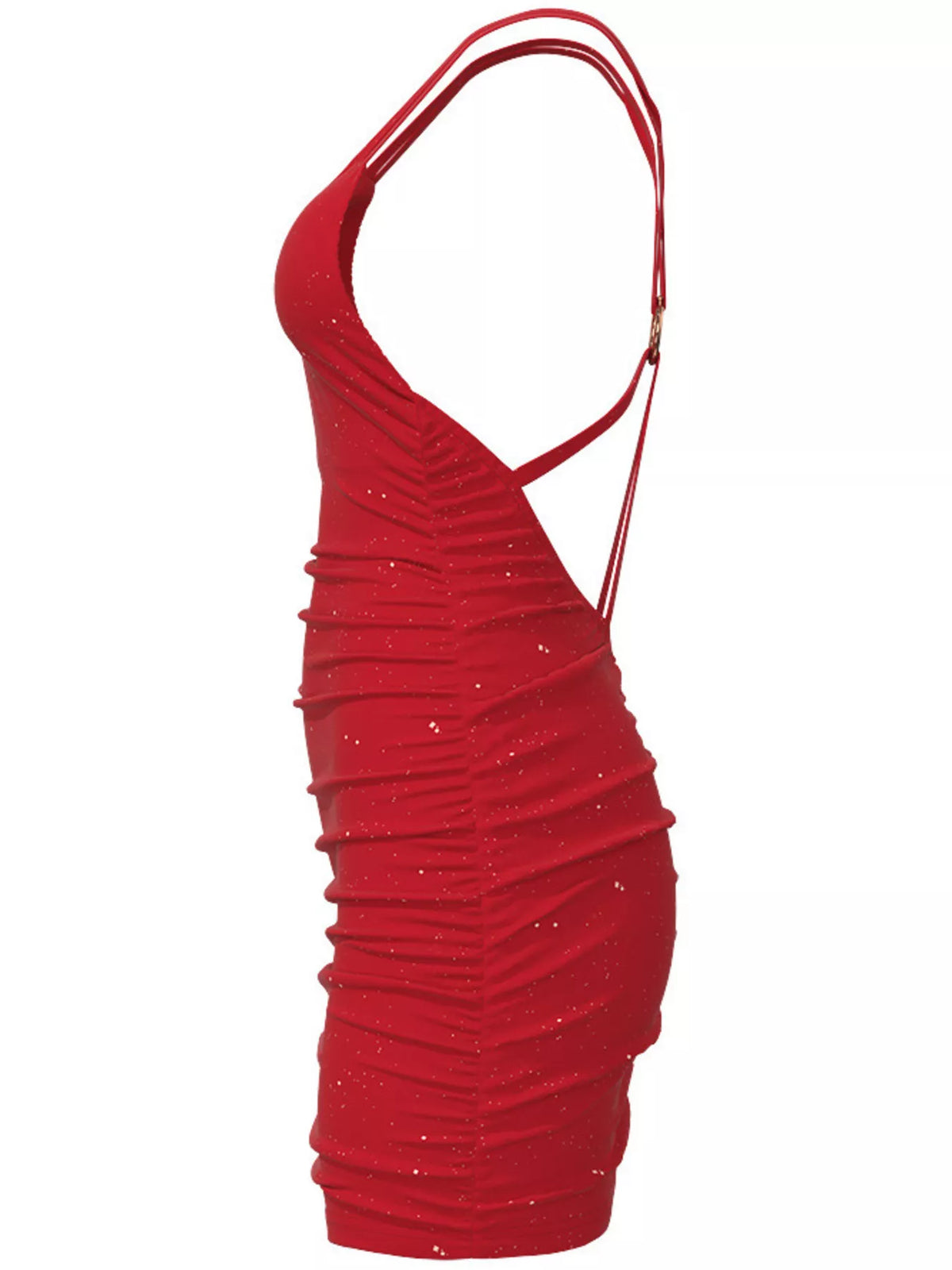 Glitter V-Neck Ruched Bodycon Mini Dress