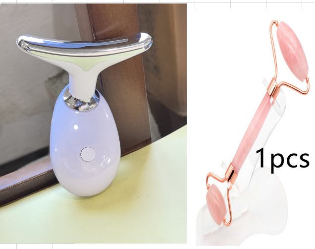 Luxury 7-Color LED EMS Face & Neck Beauty Massager — Negative Ion, Infrared, Ultrasonic Skin Rejuvenation — Eliza & Tuan