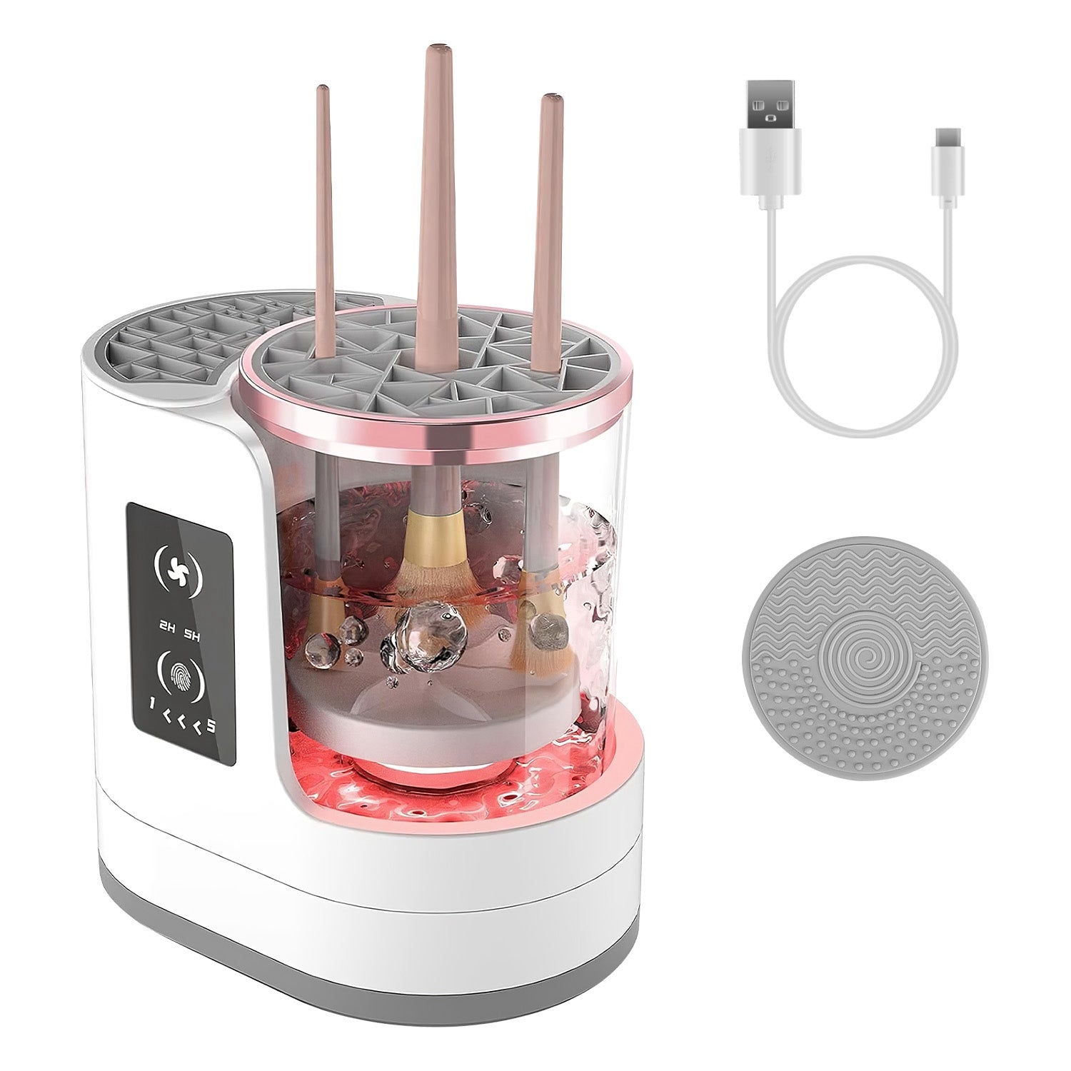 4 In 1 Electric Makeup Brush Cleaner USB Powered Automatic Brush Blender Machine With Timer Digital Display Cleaning Drying UV Disinfection Brush Storage For All Types Of Brushes Valentines Day Gift — Prime Trend Market