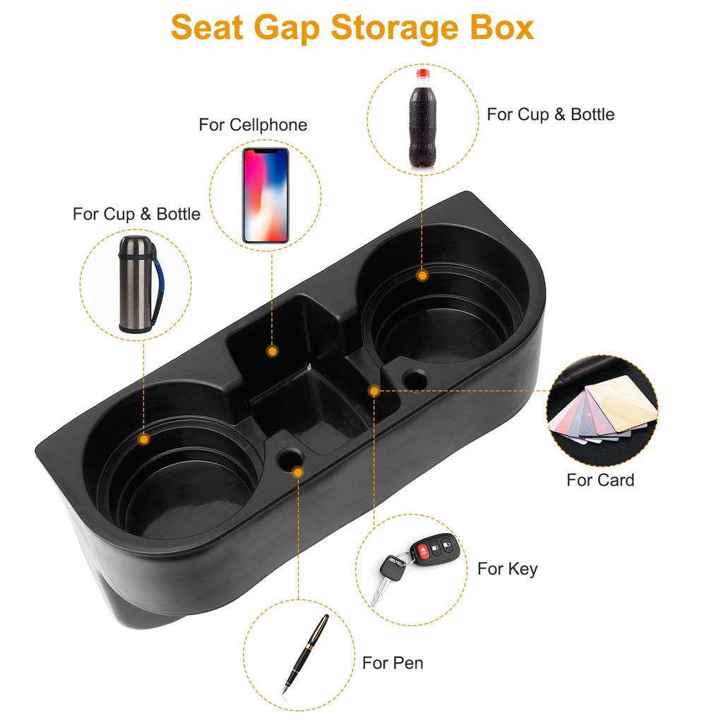 Car Seat Gap Wedge Organizer – Dual Cup Holder, Phone & Storage Pocket for Console Side — Prime Trend Market