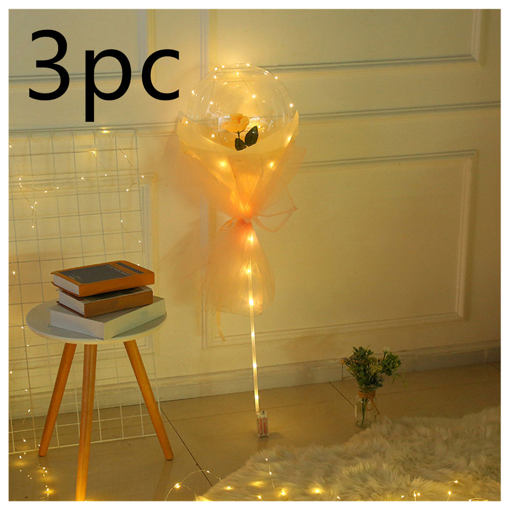 LED Luminous Balloon Rose Bouquet | Transparent Bobo Ball | Light-Up Flower Gift — Prime Trend Market