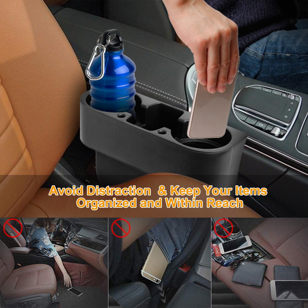 Car Seat Gap Wedge Organizer – Dual Cup Holder, Phone & Storage Pocket for Console Side — Prime Trend Market