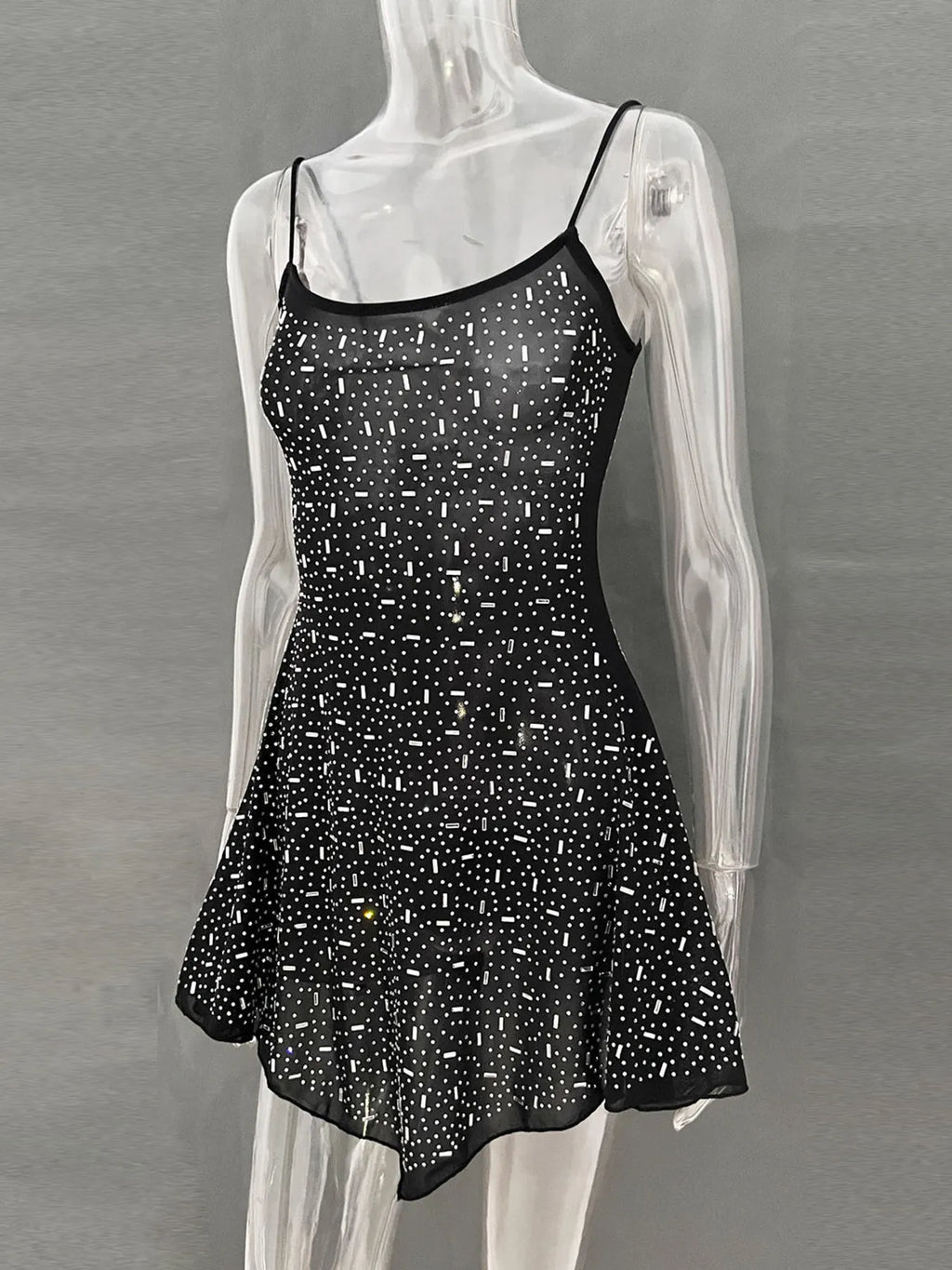 Rhinestone-Detail Mini Cami Dress
