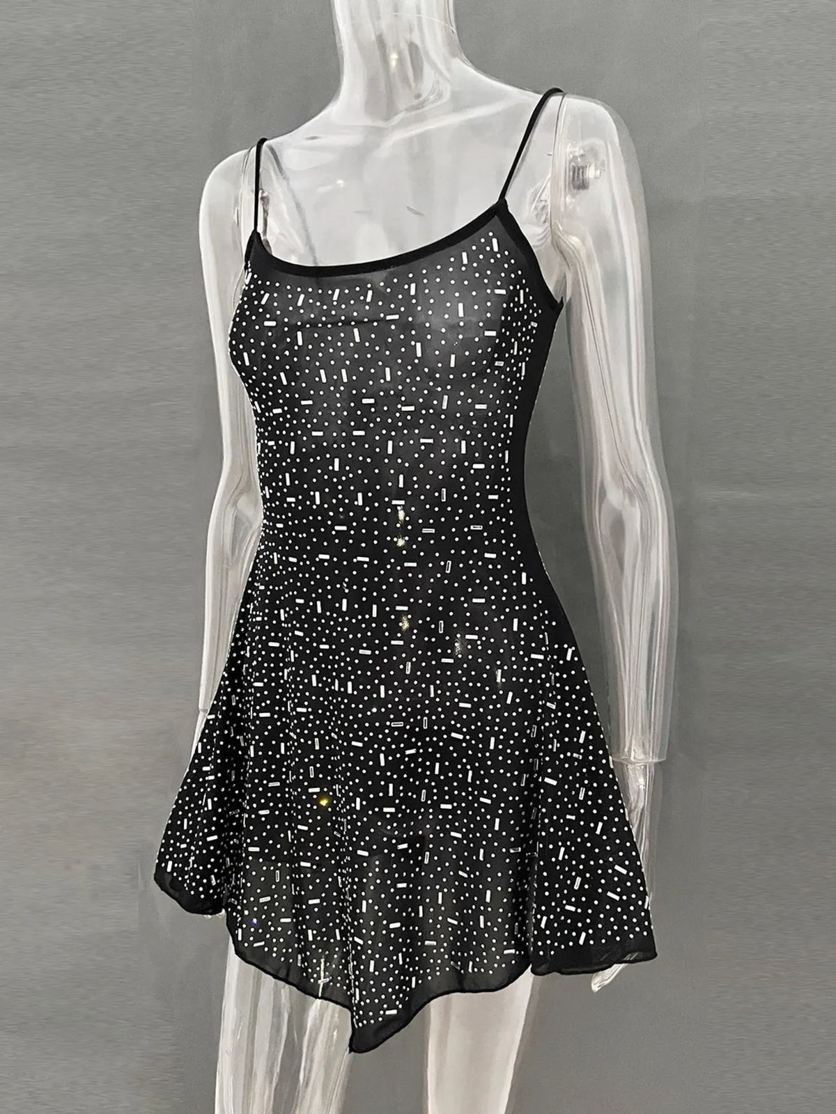 Rhinestone-Detail Mini Cami Dress