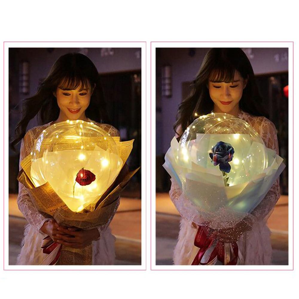 LED Luminous Balloon Rose Bouquet | Transparent Bobo Ball | Light-Up Flower Gift — Prime Trend Market