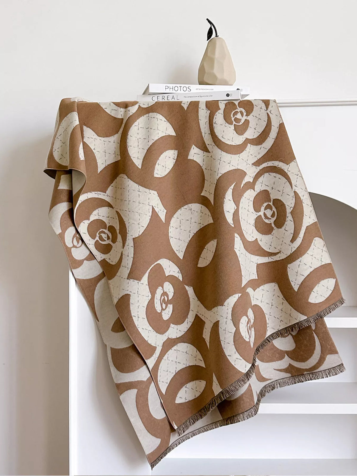 Floral-Pattern Polyester Scarf