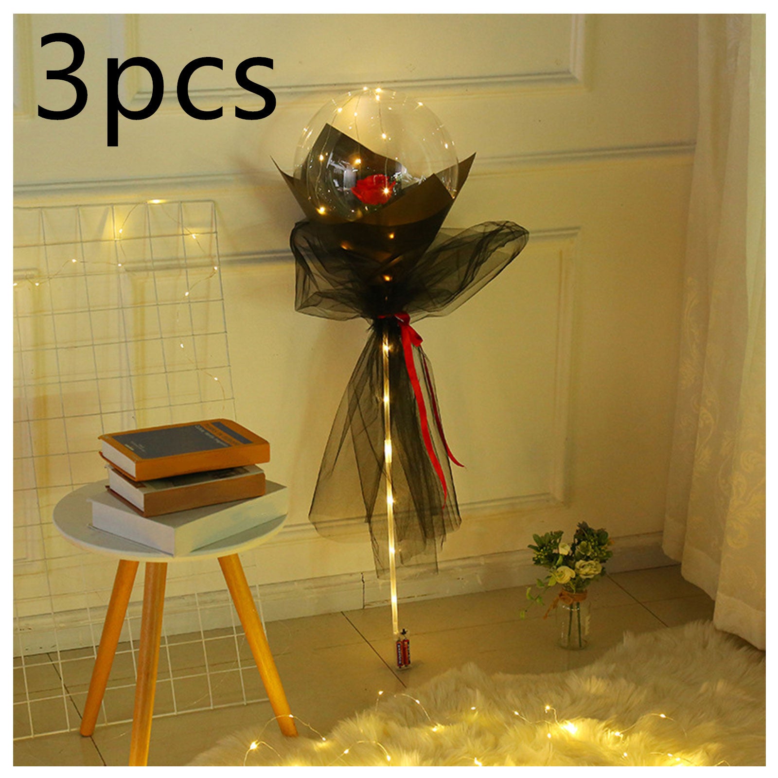 LED Luminous Balloon Rose Bouquet | Transparent Bobo Ball | Light-Up Flower Gift — Prime Trend Market