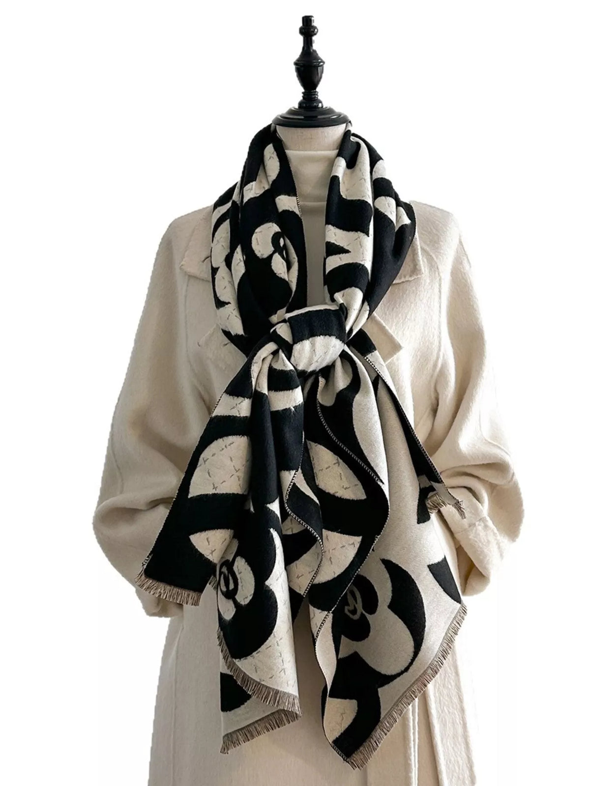 Floral-Pattern Polyester Scarf