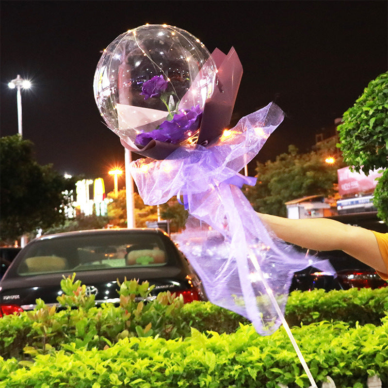 LED Luminous Balloon Rose Bouquet | Transparent Bobo Ball | Light-Up Flower Gift — Prime Trend Market