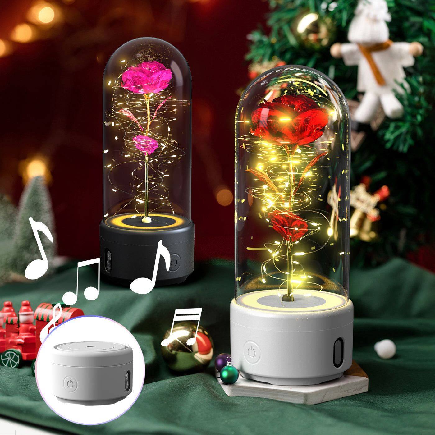Rose LED Night Light in Glass Dome | Bluetooth Speaker | 10 Colors | Perfect Gift for Her — Prime Trend Market