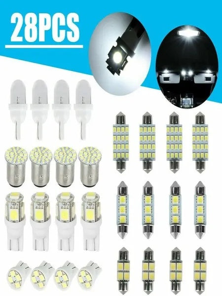 28Pcs Car Interior LED Bulb Kit – White Combo Map Dome Door Trunk License Plate — Prime Trend Market