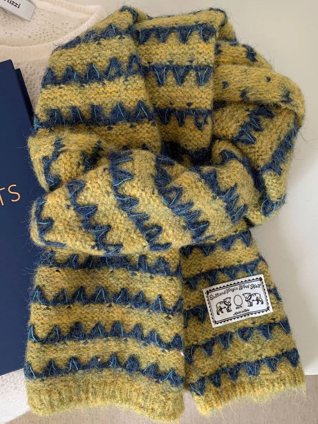 Vintage Zigzag Knit Scarf