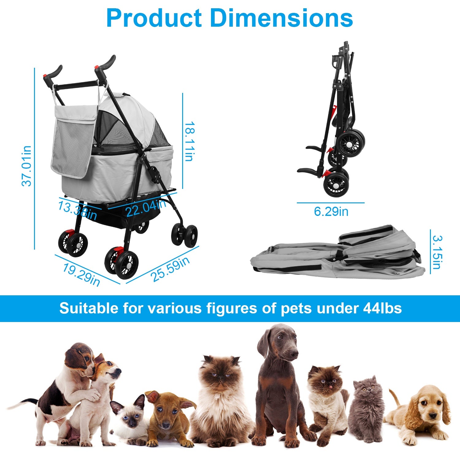 Premium 4-Wheel Foldable Pet Stroller — Travel Jogger with Removable Carrier & Storage — Prime Trend Market
