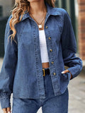 Blue Long-Sleeve Button-Up Denim Shirt