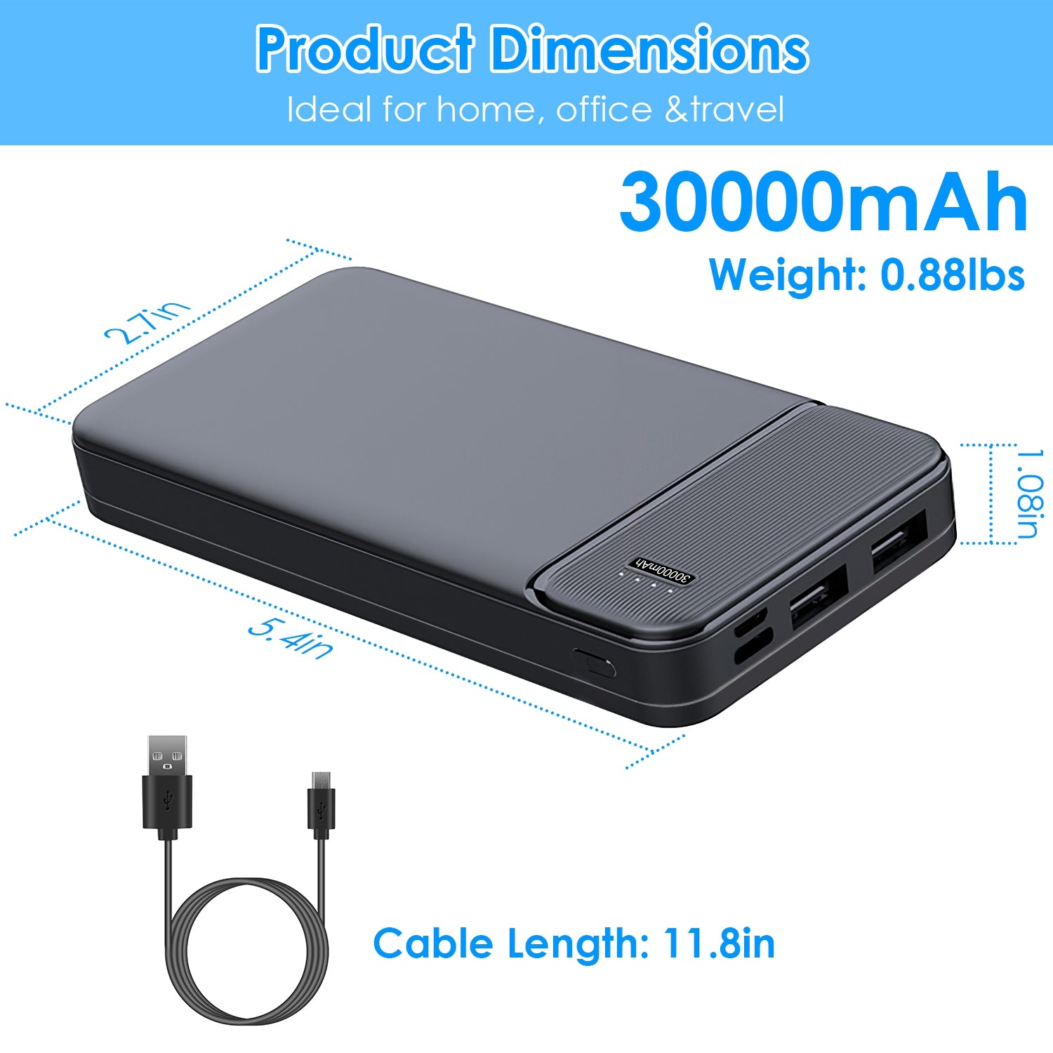 Fast Charging Power Bank — 20000mAh & 30000mAh with USB-C Cable — Prime Trend Market