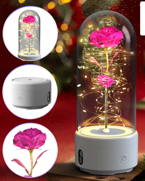 Rose LED Night Light in Glass Dome | Bluetooth Speaker | 10 Colors | Perfect Gift for Her — Prime Trend Market