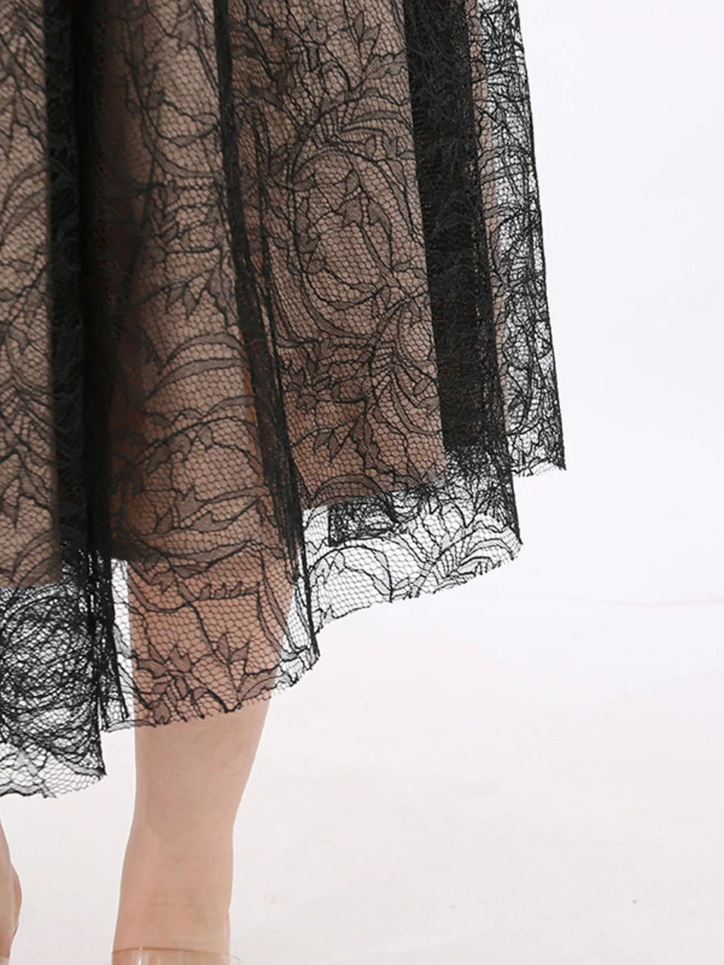 Lace Square-Neck Midi Dress