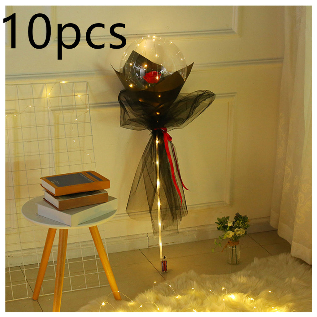 LED Luminous Balloon Rose Bouquet | Transparent Bobo Ball | Light-Up Flower Gift — Prime Trend Market