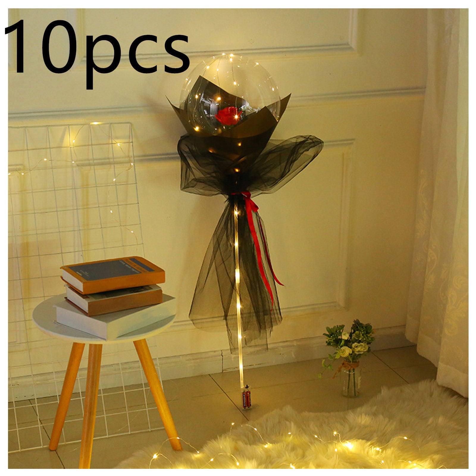 LED Luminous Balloon Rose Bouquet | Transparent Bobo Ball | Light-Up Flower Gift — Prime Trend Market